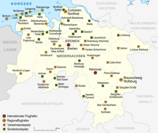 Mapa de Baja Sajonia